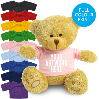 Picture of PRINTED GOLDEN 22CM EDWARD BEAR - BABY PINK TEE SHIRT.