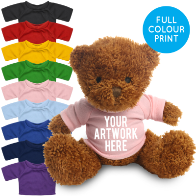 Picture of PRINTED BROWN 18CM JAMES BEAR - BABY PINK TEE SHIRT