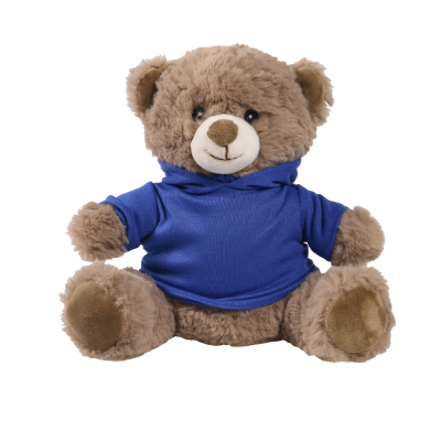 Picture of 20CM MOCHA CATHERINE BEAR with Printed Royal Blue Hoody