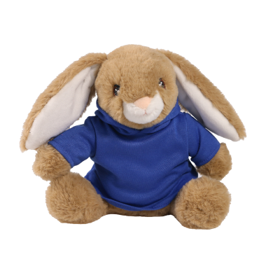 Picture of PRINTED ECO 20CM BRAMBLE BUNNY RABBIT with Royal Blue Hoody