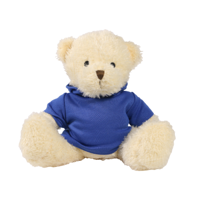 Picture of WHITE 18CM JAMES BEAR with Printed Royal Blue Hoody