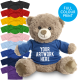 Picture of PRINTED 20CM MOCHA CATHERINE BEAR - ROYAL BLUE TEE SHIRT