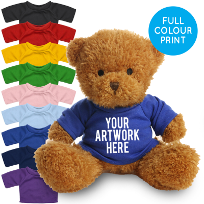 Picture of PRINTED GOLDEN 18CM JAMES BEAR - ROYAL BLUE TEE SHIRT.