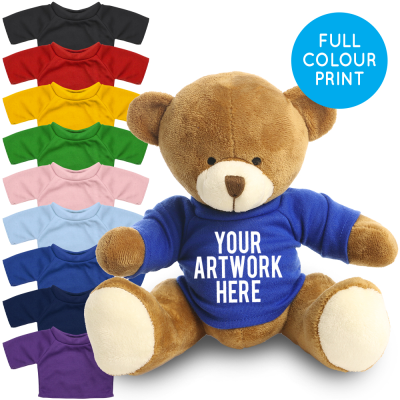 Picture of PRINTED 20CM RICHARD BEAR - ROYAL BLUE TEE SHIRT.