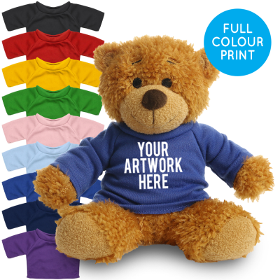 Picture of PRINTED 17CM ANNE BEAR - ROYAL BLUE TEE SHIRT.