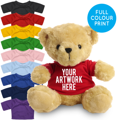 Picture of PRINTED 19CM VICTORIA BEAR - RED TEE SHIRT.