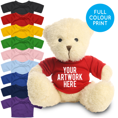 Picture of PRINTED WHITE 18CM JAMES BEAR - RED TEE SHIRT