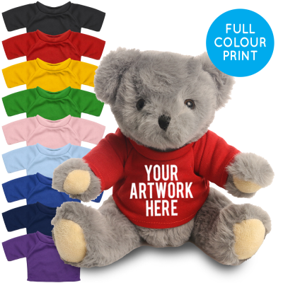 Picture of PRINTED 20CM ARCHIE BEAR - RED TEE SHIRT