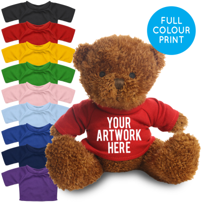Picture of PRINTED BROWN 18CM JAMES BEAR - RED TEE SHIRT