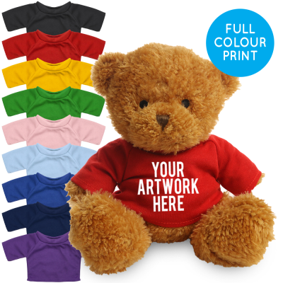 Picture of PRINTED GOLDEN 18CM JAMES BEAR - RED TEE SHIRT.