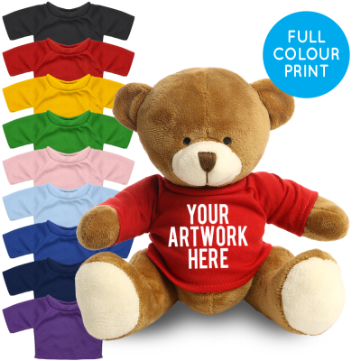 Picture of PRINTED 20CM RICHARD BEAR - RED TEE SHIRT.