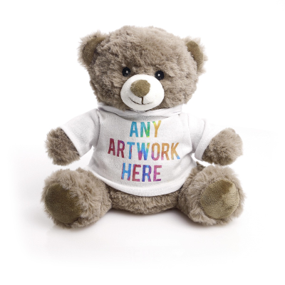 Picture of 20CM MOCHA CATHERINE BEAR with Printed White Hoody