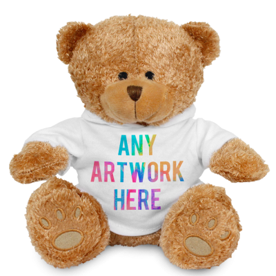 Picture of BROWN 22CM EDWARD BEAR with Printed White Hoody