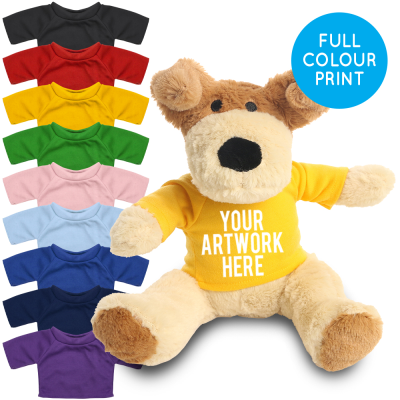 Picture of PRINTED 20CM DARCY DOG - YELLOW TEE SHIRT