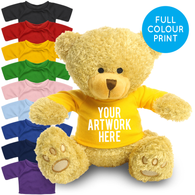 Picture of PRINTED GOLDEN 22CM EDWARD BEAR - YELLOW TEE SHIRT.