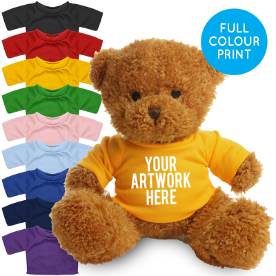 Picture of PRINTED GOLDEN 18CM JAMES BEAR - YELLOW TEE SHIRT.