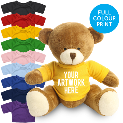 Picture of PRINTED 20CM RICHARD BEAR - YELLOW TEE SHIRT.
