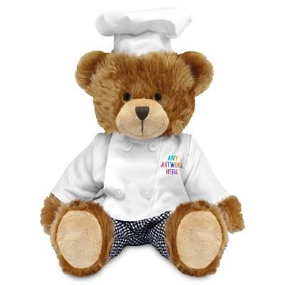 Picture of PRINTED SOFT TOY CHARLES TEDDY BEAR with Chef Outfit