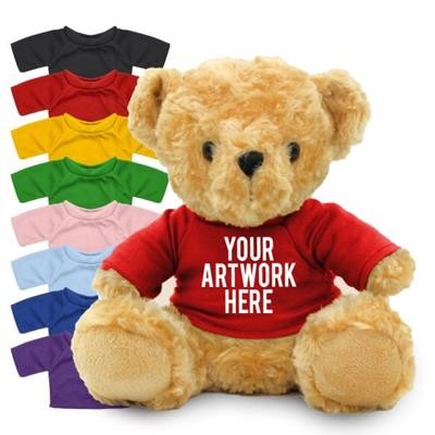 Picture of PRINTED PROMOTIONAL SOFT TOY 19CM VICTORIA TEDDY BEAR with Coloured Tee Shirt.