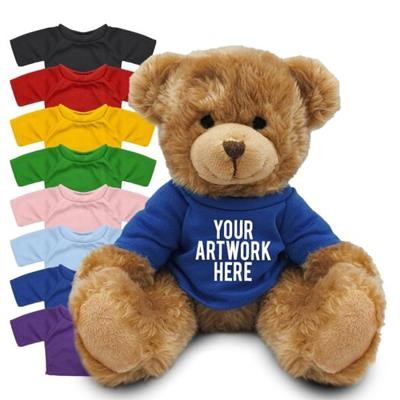 Picture of PRINTED PROMOTIONAL SOFT TOY CHARLES TEDDY BEAR with Coloured Tee Shirt
