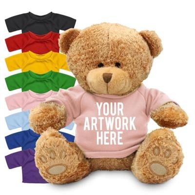 Picture of PRINTED PROMOTIONAL SOFT TOY EDWARD I TEDDY BEAR with Coloured Tee Shirt