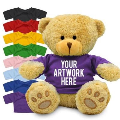 Picture of PRINTED PROMOTIONAL SOFT TOY EDWARD II TEDDY BEAR with Coloured Tee Shirt.