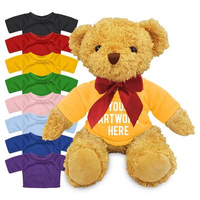 Picture of PRINTED PROMOTIONAL SOFT TOY WILLIAM TEDDY BEAR with Coloured T-Shirt.