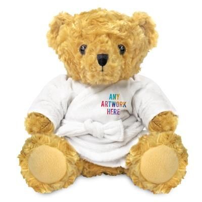 Picture of PRINTED PROMOTIONAL SOFT TOY 19CM VICTORIA TEDDY BEAR with Dressing Gown.