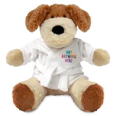 Picture of PRINTED PROMOTIONAL SOFT TOY 20CM DARCY DOG with Dressing Gown.
