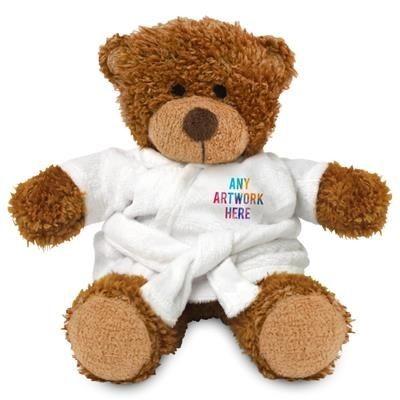 Picture of PRINTED PROMOTIONAL SOFT TOY ANNE TEDDY BEAR with Dressing Gown.