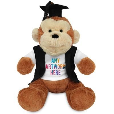 Picture of PRINTED PROMOTIONAL SOFT TOY 20CM MAX MONKEY with Graduation Outfit.