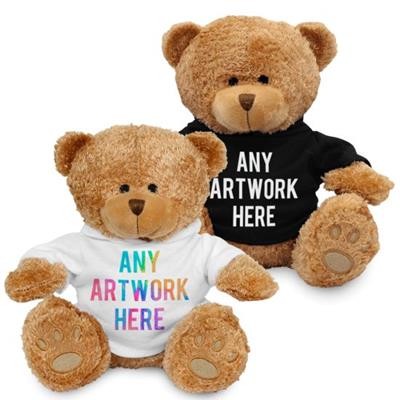 Picture of PROMOTIONAL SOFT TOY EDWARD I TEDDY BEAR with PRINTED HOODY