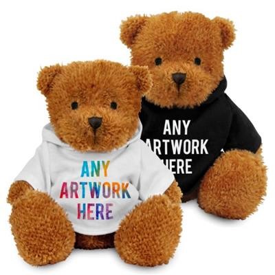 Picture of PROMOTIONAL SOFT TOY JAMES II TEDDY BEAR with PRINTED HOODY