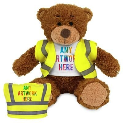 Picture of PRINTED PROMOTIONAL SOFT TOY ANNE TEDDY BEAR HI-VIS VEST.