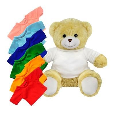 Picture of PRINTED PROMOTIONAL SOFT TOY 20CM ELIZABETH TEDDY BEAR with Coloured Tee Shirt