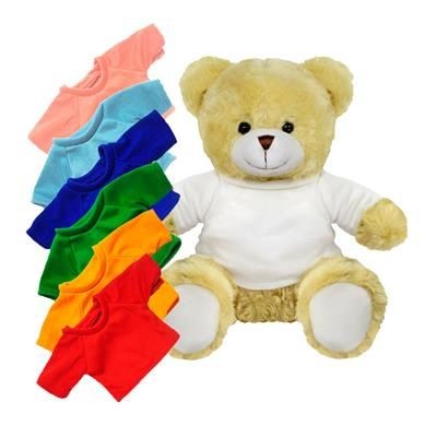 Picture of PRINTED PROMOTIONAL SOFT TOY 25CM ELIZABETH TEDDY BEAR with Coloured Tee Shirt