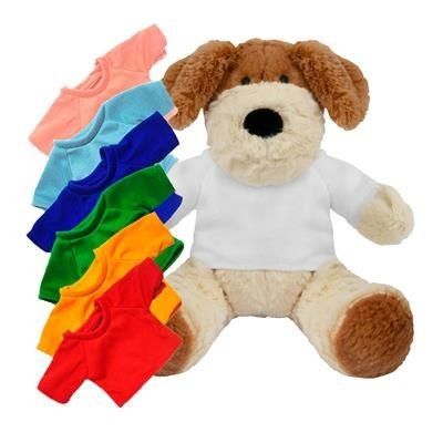 Picture of PRINTED PROMOTIONAL SOFT TOY 20CM DARCY DOG with Coloured Tee Shirt.