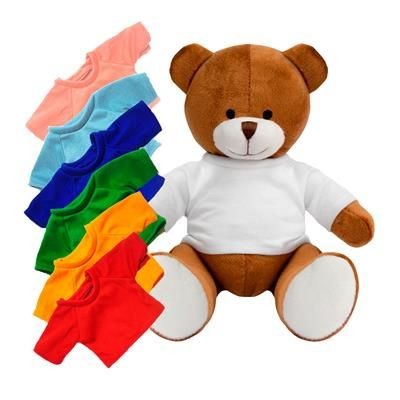 Picture of PRINTED PROMOTIONAL SOFT TOY RICHARD TEDDY BEAR with Coloured Tee Shirt.