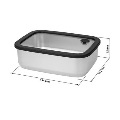 Picture of LUNCH BOX STAINLESS STEEL METAL with Glass Lid Rilo 1100 Ml