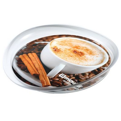 Picture of IMOULD BRANDED NON SLIP ROUND SERVING TRAY in Clear Transparent
