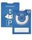 Picture of SQUARE CAR PARKING ROUND DISC with Travel Calculator in Blue.