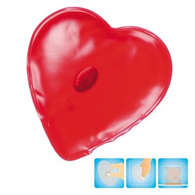 Picture of HEART SHAPE HEATED GEL HOT PACK HAND WARMER in Red.