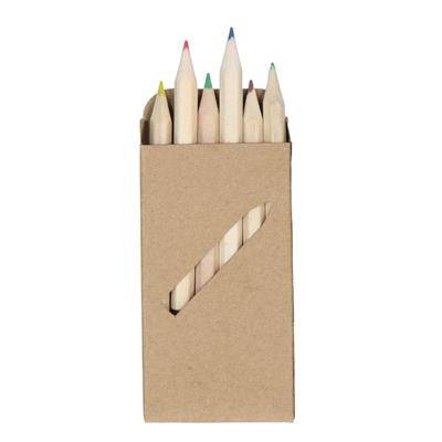 6 WOOD SHORT COLOURING PENCIL SET.