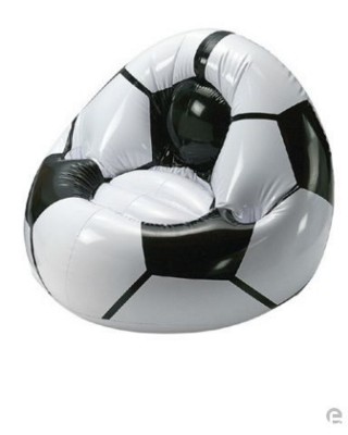 Picture of INFLATABLE FOOTBALL CHAIR SEAT in White & Black.