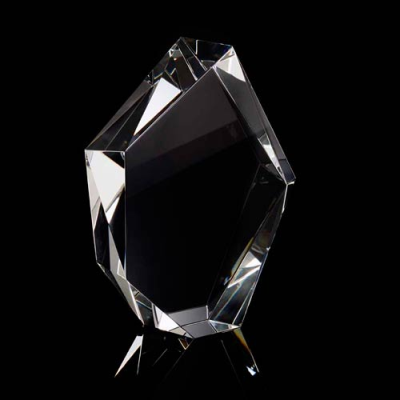 CRYSTAL FACETTED ICEBERG AWARD 200MM HIGH SUPPLIED in a Black Foam Lined Presentation Box