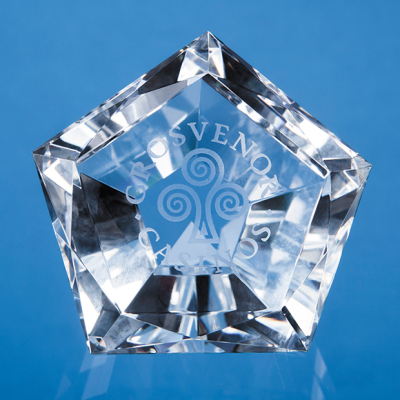 Picture of 6CM OPTICAL CRYSTAL FACET PENTAGON PAPERWEIGHT