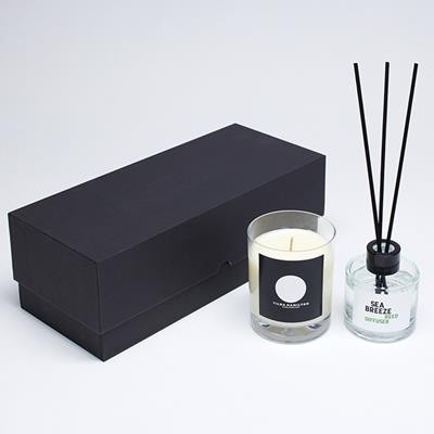 Picture of 240G CLEAR TRANSPARENT GLASS SCENTED CANDLE & 100ML REED DIFFUSER in a Foam Lined Gift Box