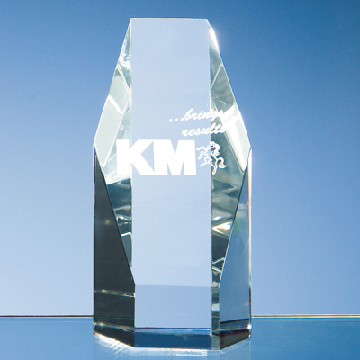 Picture of OPTICAL CRYSTAL GLASS HEXAGON AWARD.