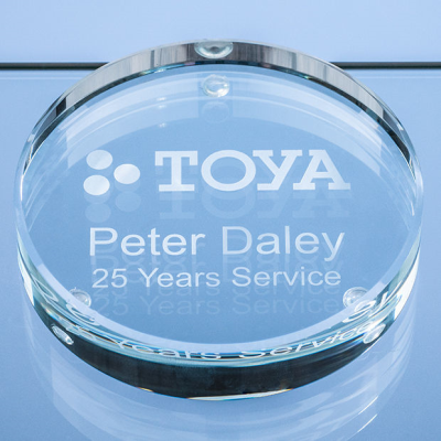 Picture of 9CM x 18MM CLEAR TRANSPARENT GLASS ROUND PAPERWEIGHT