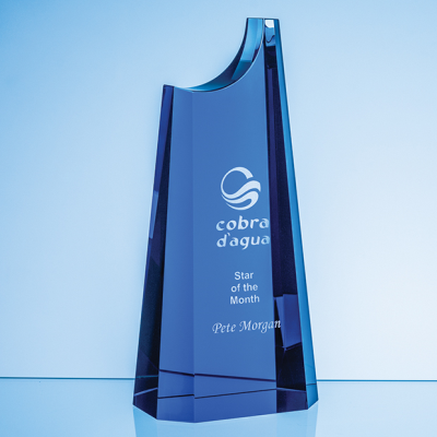 Picture of 24CM COBALT BLUE OPTICAL CRYSTAL SUMMIT AWARD.